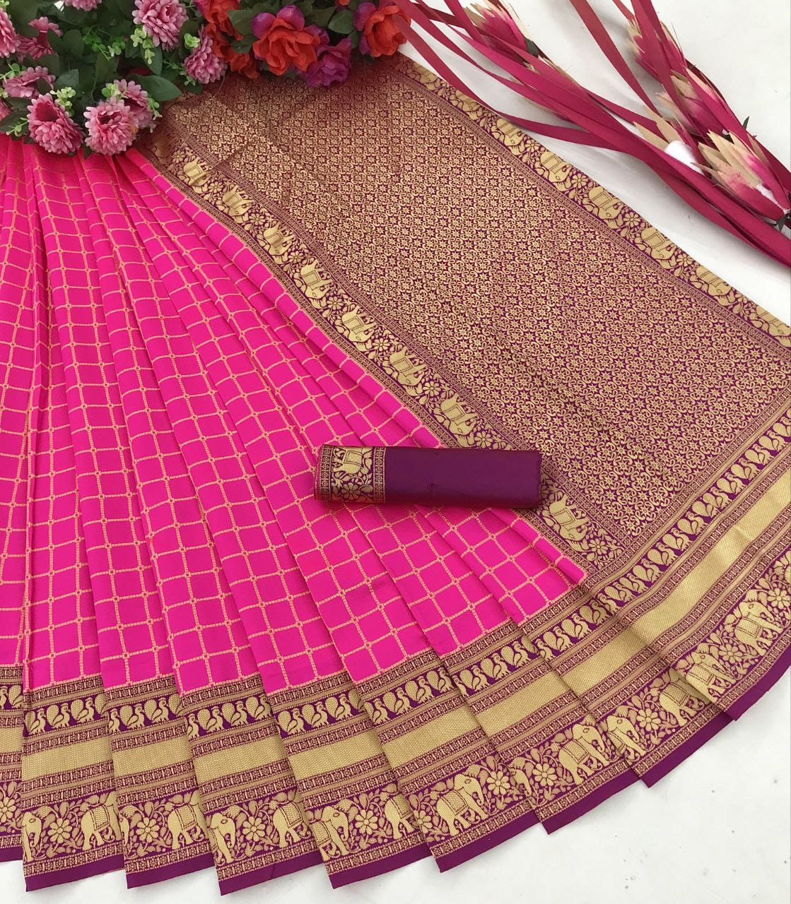 "Elegance woven in every thread, embrace the allure of soft lichi silk."