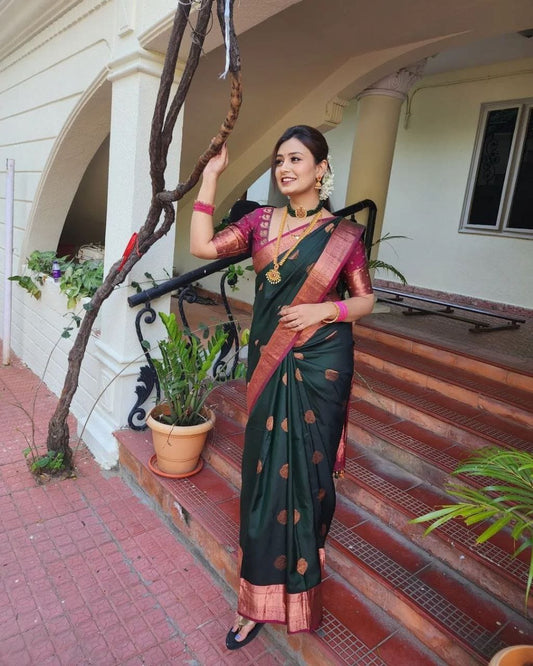 "Elegance in every weave, grace in every drape: Soft silk sarees, your timeless escape."