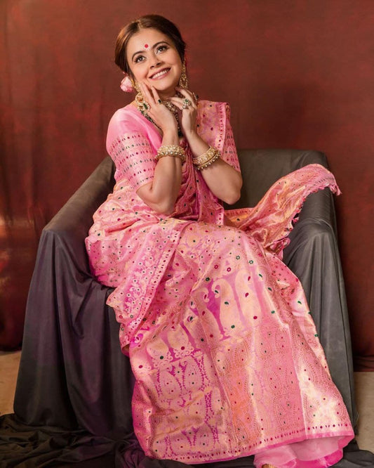 "Elegance personified, grace redefined - Soft Lichi Silk Sarees, for the discerning customer."