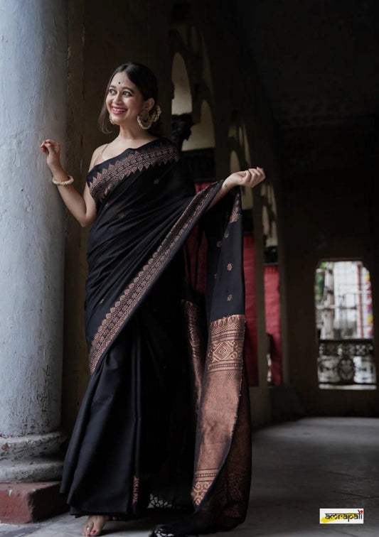 Banarasi Soft Black Silk Saree