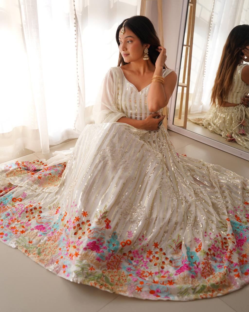 Exclusive For Wedding Season New Designer Dark  Lehengha And Choli On Faux Georgette Fabric