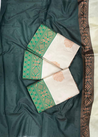 "Wrap yourself in timeless elegance with our Banarasi soft silk sarees, weaving stories of tradition and grace with every drape."