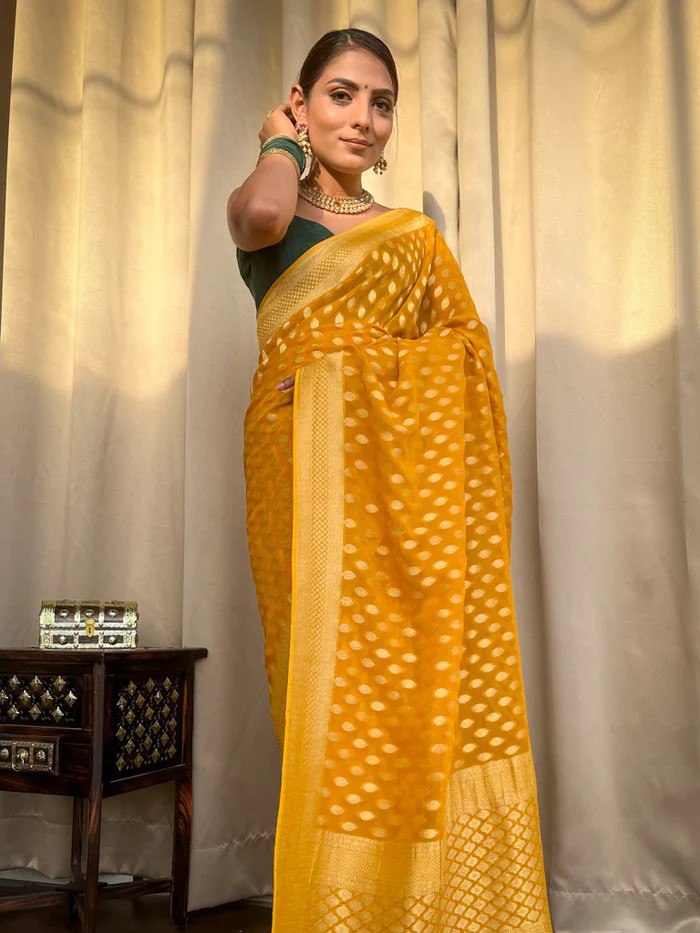 "Elegance Unveiled: Experience the Timeless Grace of Banarasi Silk Sarees on our New Online Shelves!"