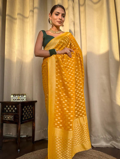 "Elegance Unveiled: Experience the Timeless Grace of Banarasi Silk Sarees on our New Online Shelves!"