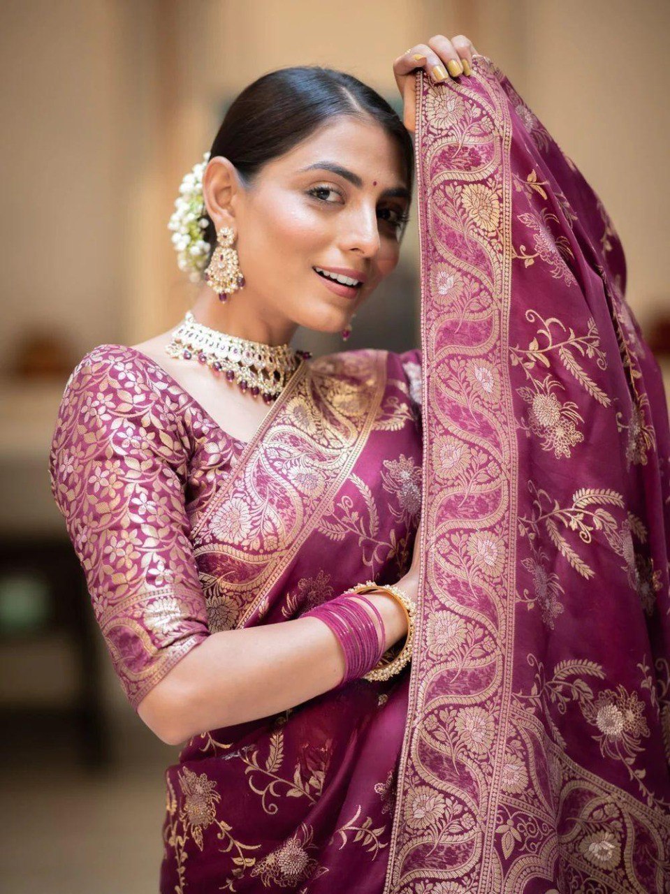 "Wrap yourself in elegance, grace, and tradition with our timeless Banarasi silk sarees."