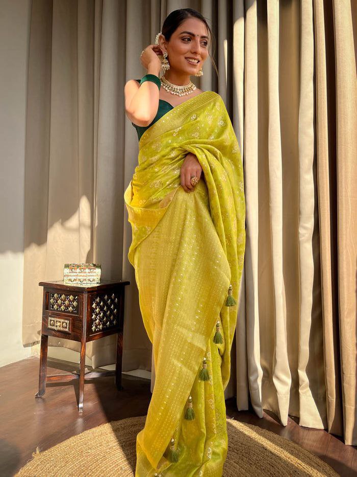 "Embrace elegance, drape in tradition – Banarasi Shoft silk, where beauty meets heritage."