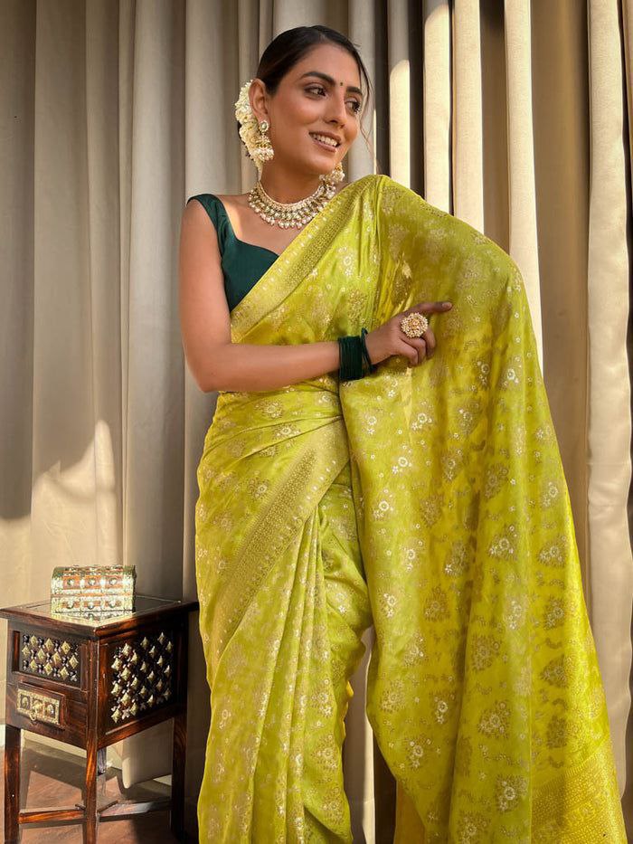 "Embrace elegance, drape in tradition – Banarasi Shoft silk, where beauty meets heritage."