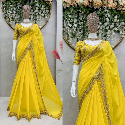 "Grace and Elegance in Every Drape: Faux Georgette Sarees!"