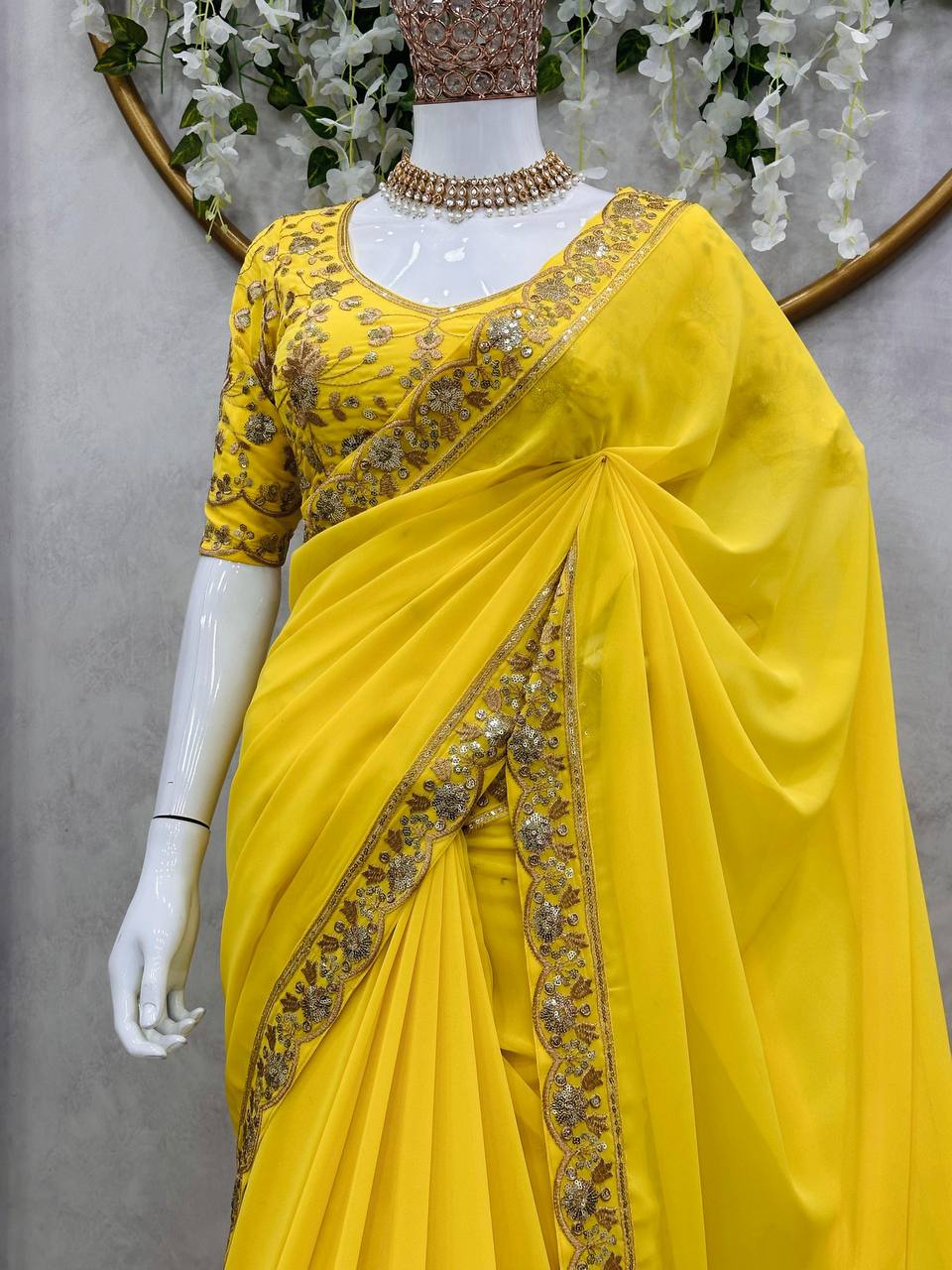 "Grace and Elegance in Every Drape: Faux Georgette Sarees!"