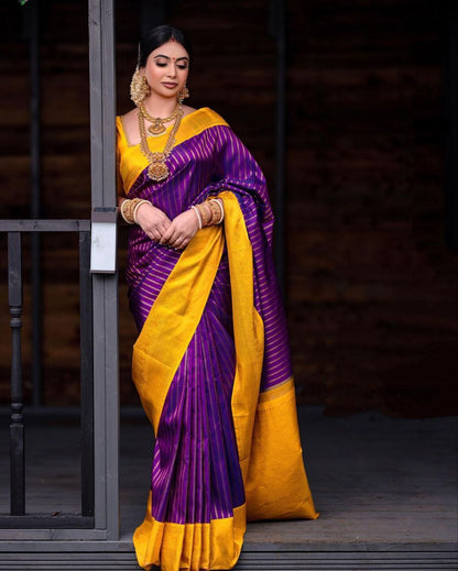 "Soft silk, gleaming copper, a touch of tradition; embrace elegance with our Jari saree."