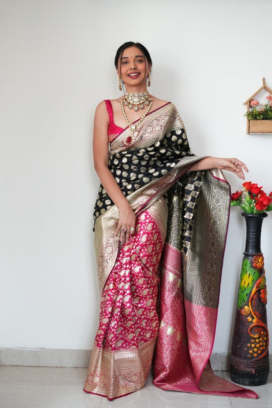 "Tradition Meets Elegance: Drape Yourself in Soft Banarasi Silk."