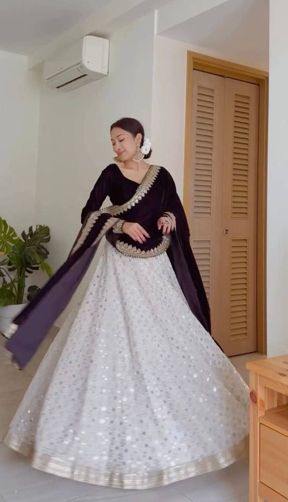"Faux Georgette Lehenga Choli: Unleash your inner radiance with every twirl."