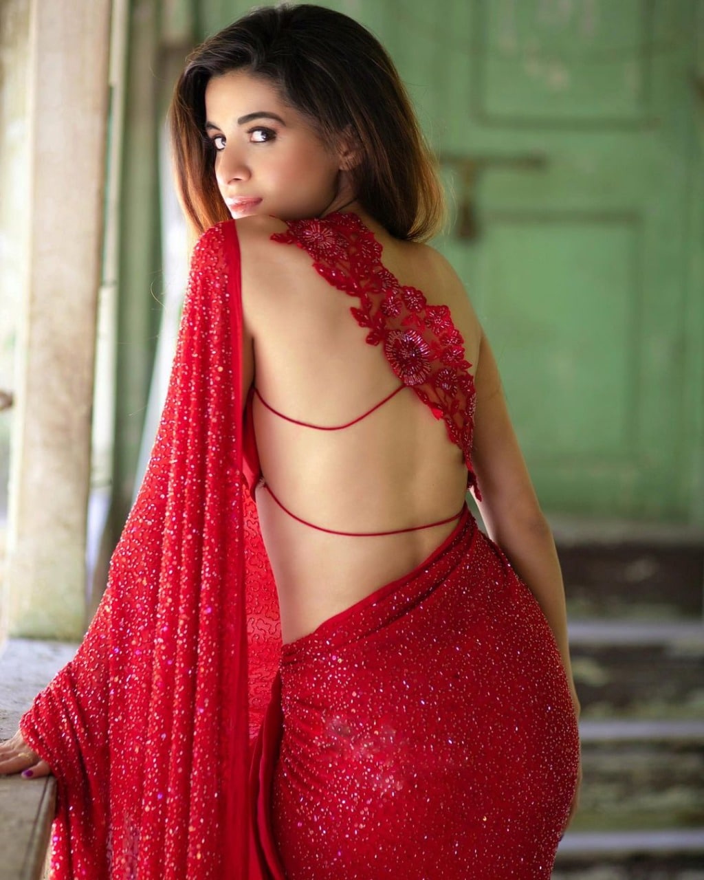 "Elegance in Every Fold: Embrace Tradition with a Georgette Red Saree."