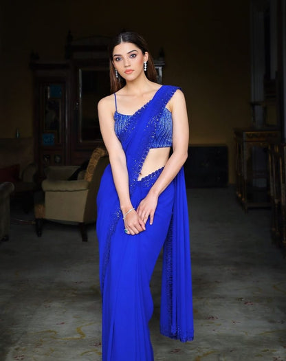 "Grace in Every Hue: Shine Bright in a Georgette Blue Saree."