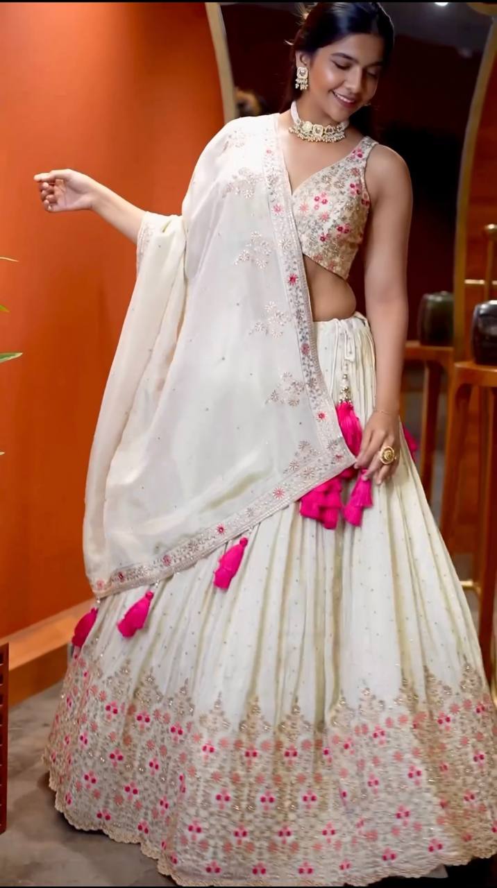 Wedding Collection Lehenga Choli With Full Heavy Embroidery Sequence Work