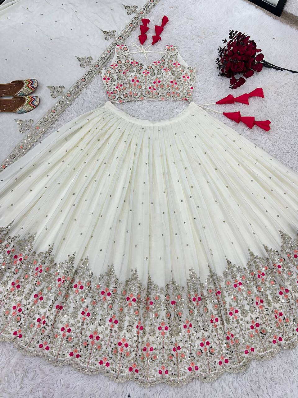 Wedding Collection Lehenga Choli With Full Heavy Embroidery Sequence Work