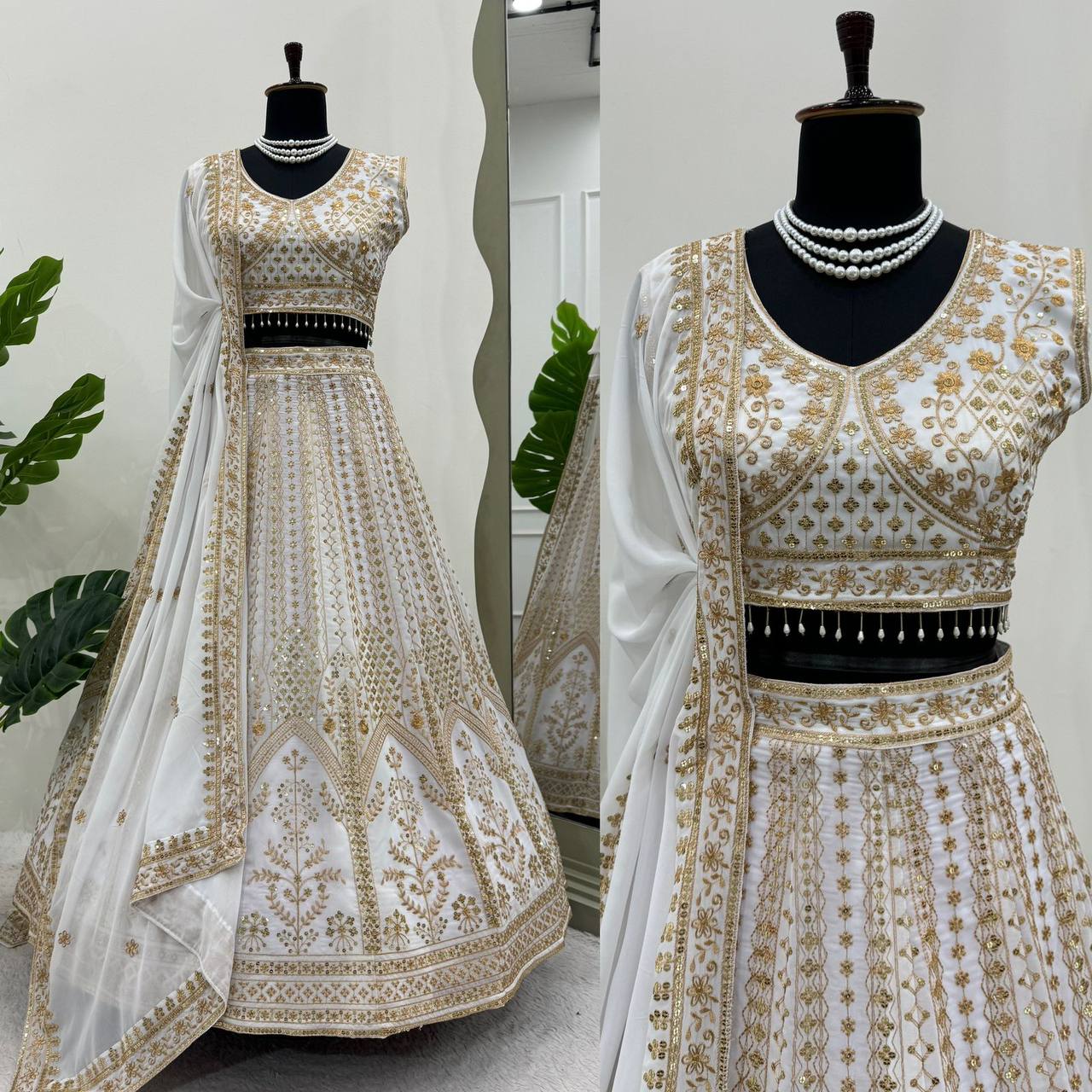 "Elegance in Every Drape: Faux Georgette Lehenga Choli"