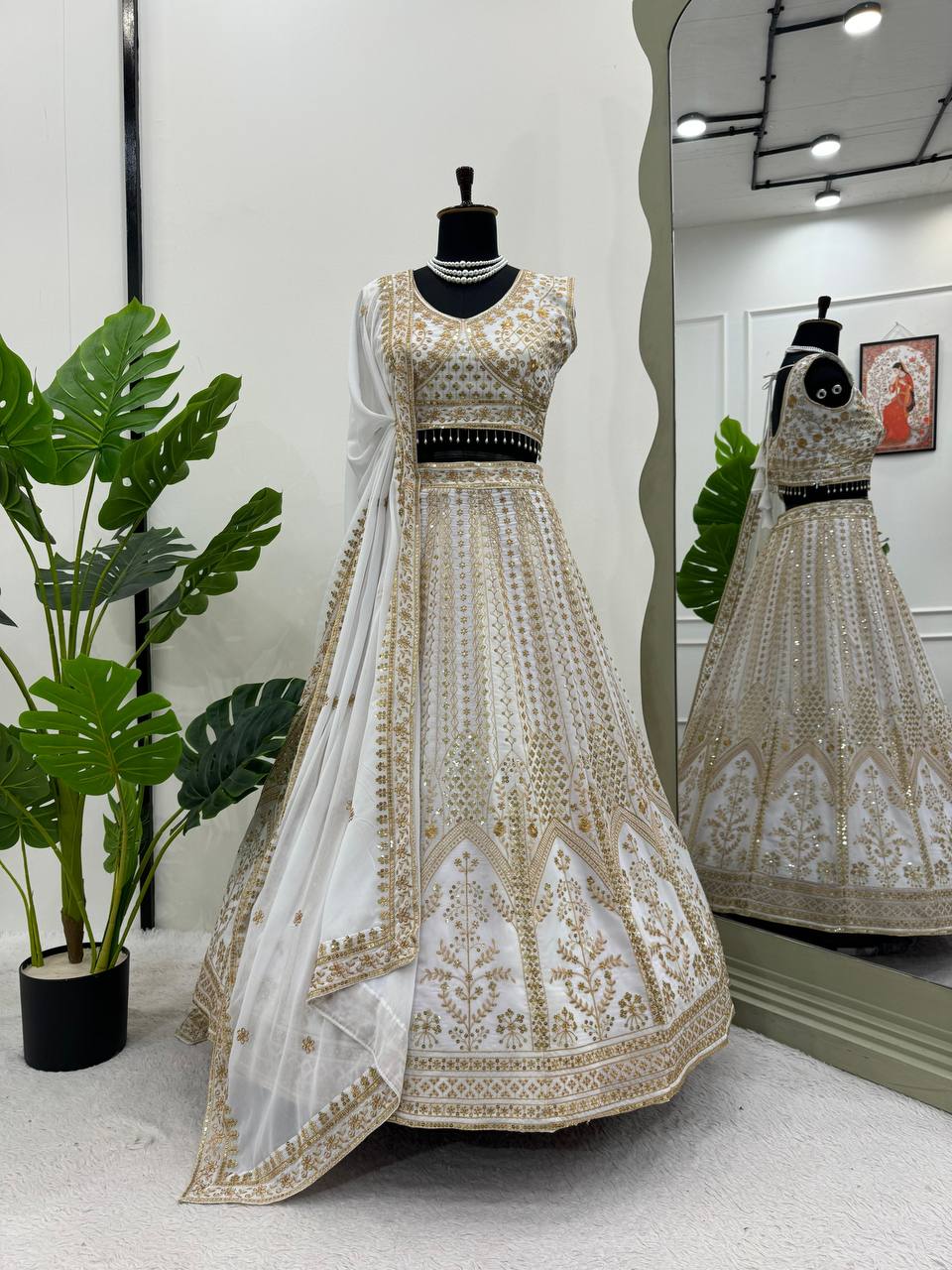 "Elegance in Every Drape: Faux Georgette Lehenga Choli"