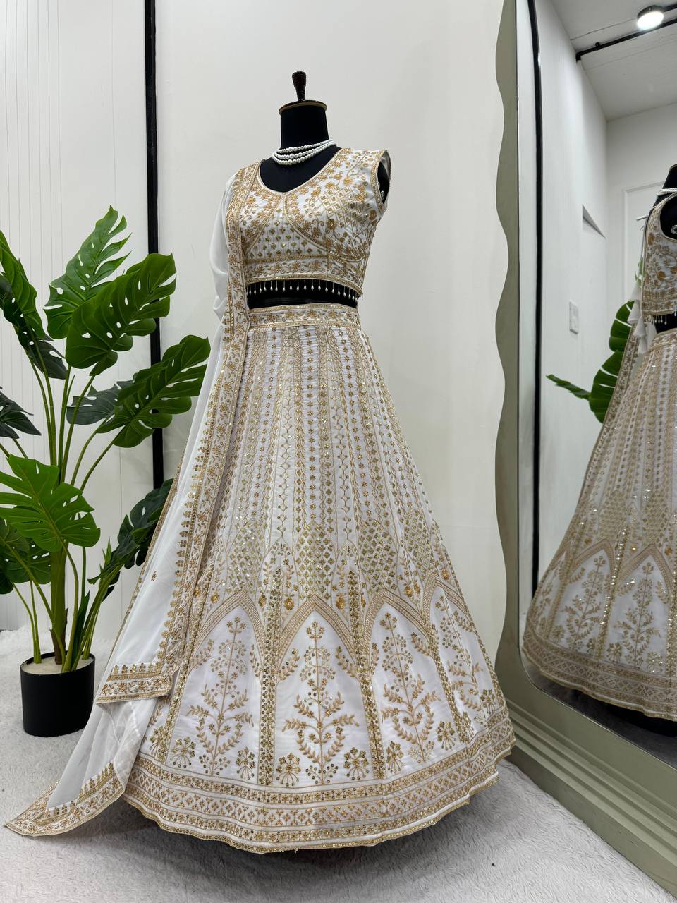 "Elegance in Every Drape: Faux Georgette Lehenga Choli"