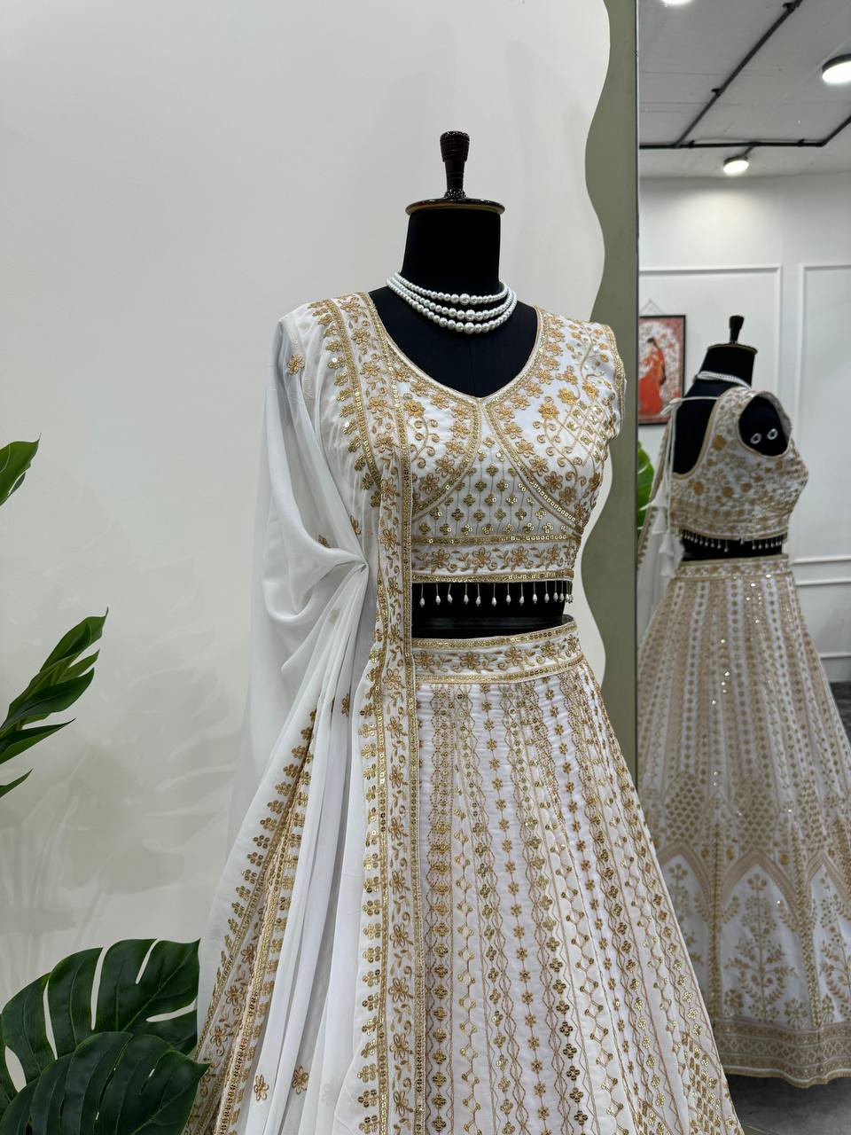 "Elegance in Every Drape: Faux Georgette Lehenga Choli"