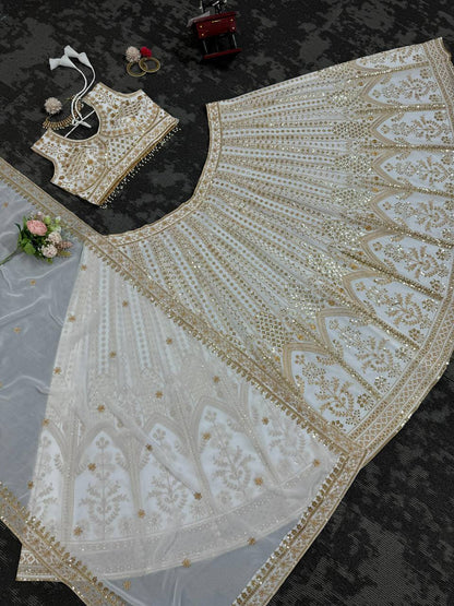 "Elegance in Every Drape: Faux Georgette Lehenga Choli"