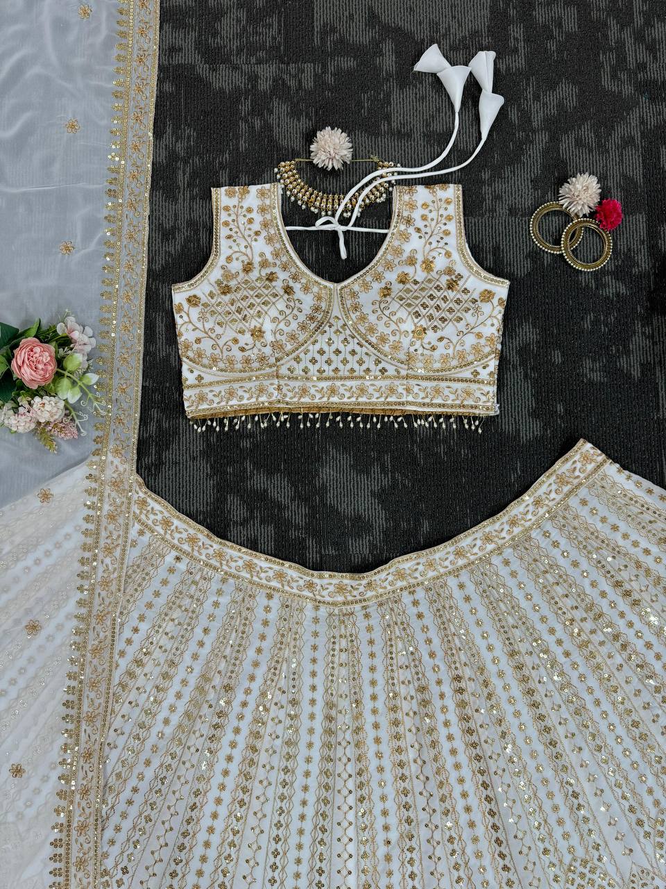 "Elegance in Every Drape: Faux Georgette Lehenga Choli"