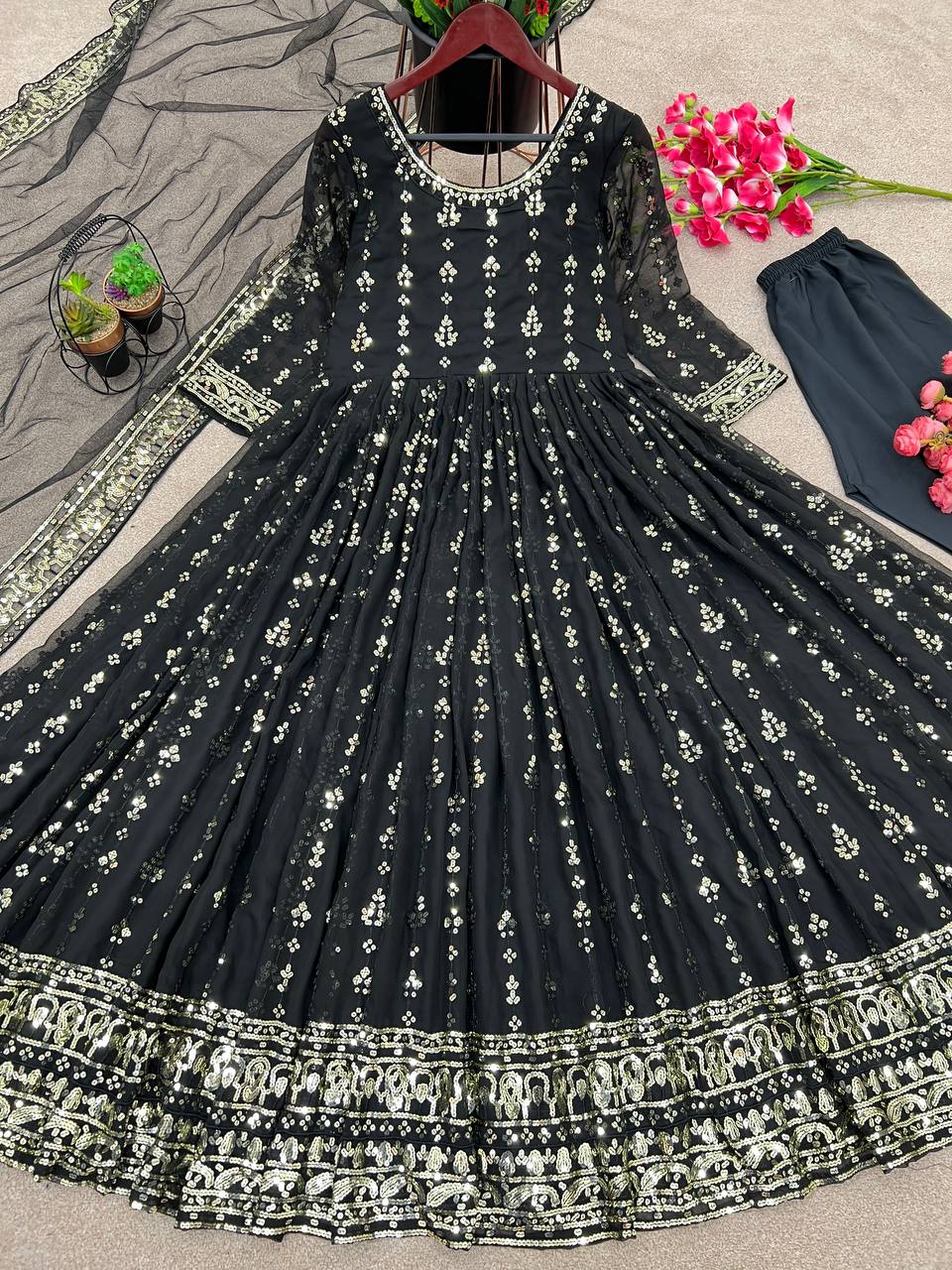 Black Georgette Gown